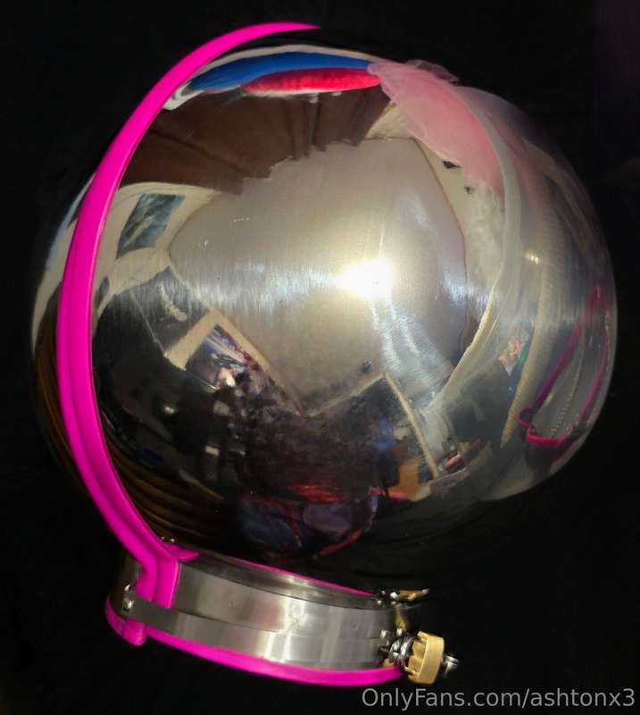 My bdsm helmet 😈. Will someone lock it on me and tease me so..
