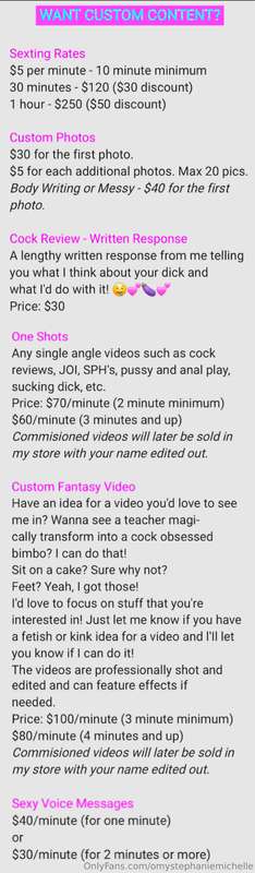 💦🩷 Rates for custom content! 🩷💦