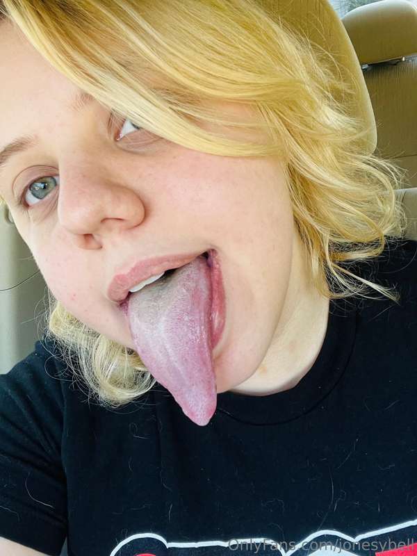 Showing off my long dirty tongue for you