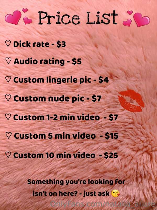 New price list available!  

Take a look and let me know wha..