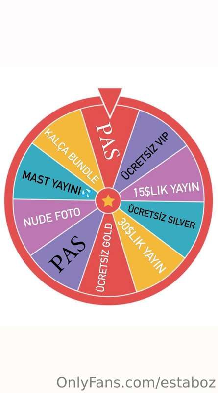 OYUN ZAMANII! 🍑💦 
1 ÇEVİRME HAKKI: 15$ 
3 ÇEVİRME HAKKI: 25$..