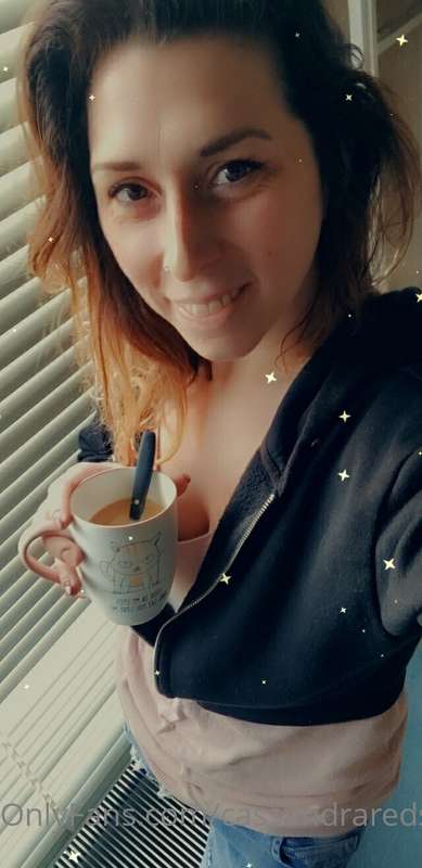 Morning coffee with my boobs on the loose