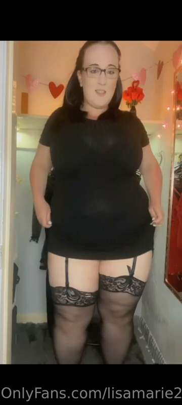 As requested I wore my new dress with stockings, suspenders ..
