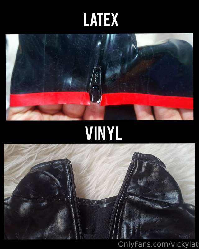 Here you can see what latex with seams and vinyl look like, ..