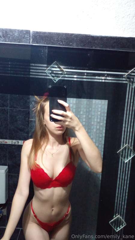 Do you like how the red love lingerie looks on me or what co..