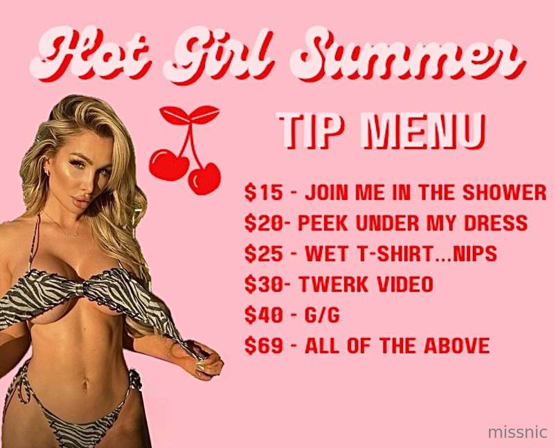 Hot Girl Summer Tip Menu 🍒