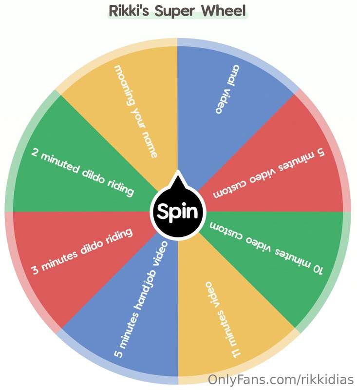 Rikki's super wheel, tip me 30$ and get your spin, the prize..