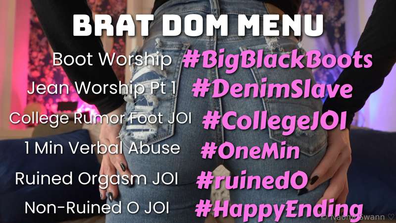 ***ICYMI*** 🥵 Here's the menu for some of my new **Brat Dom*..