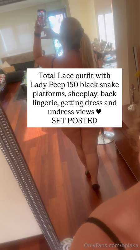 Total Lace outfit with Lady Peep 150 black snake platforms, ..
