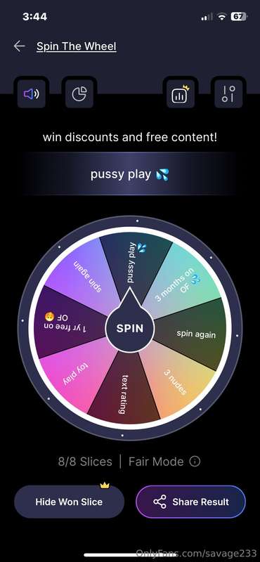 Wanna play spin the wheel? If you’re subbed to my NO PPV, yo..