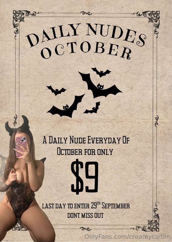 🦇🖤 OCTOBER DAILY NUDES 🖤🦇Tip $9 and receive daily nudes ever..
