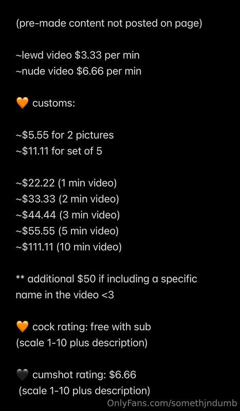 updated menu—  not filming customs at the moment but i have ..