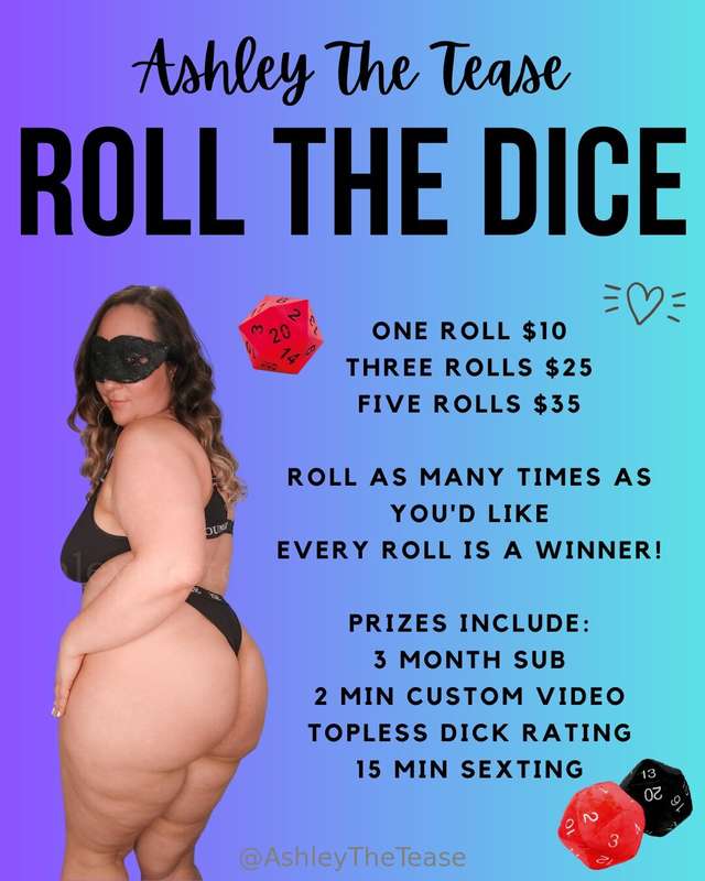 ✨ ROLL THE DICE ✨Feeling lucky? Roll the 20 sided dice and s..