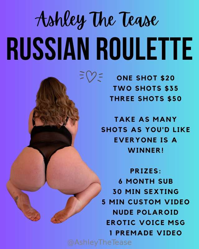 ✨ RUSSIAN ROULETTE ✨Fancy a game of Russian Roulette? 🔫It's ..