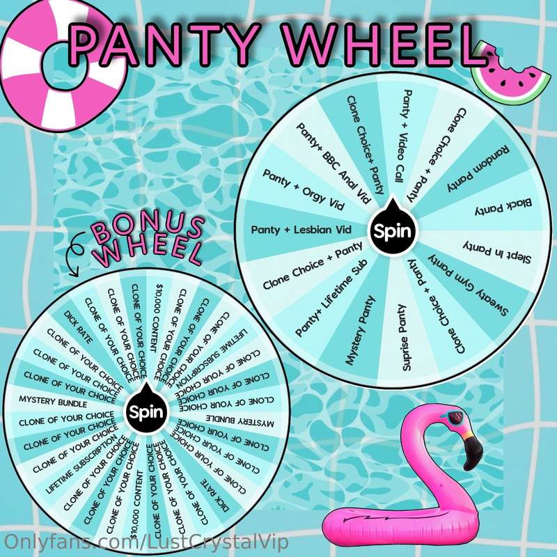 💦🦩 𝐏𝐀𝐍𝐓𝐘 𝐖𝐇𝐄𝐄𝐋 ! 🦩💦a once in a lifetime wheel! win my pantie..
