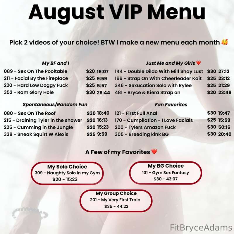 ***NEW MONTH - NEW VIP MENU*** 🤗 **How to use this below:** ..