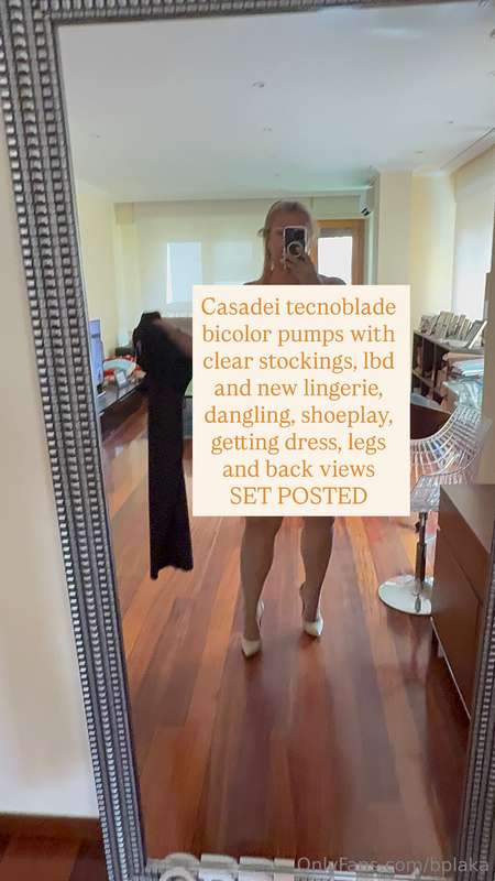 Casadei tecnoblade bicolor pumps with clear stockings, lbd a..