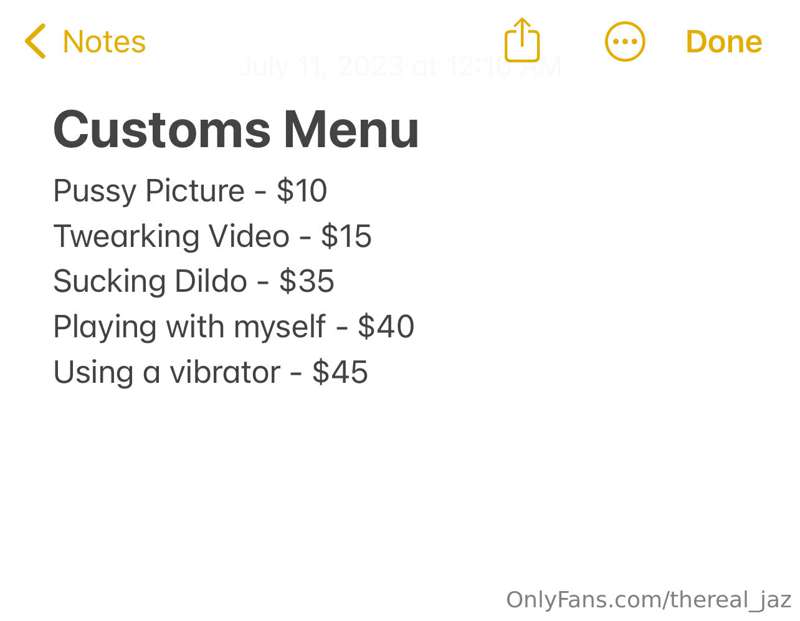 my customs menu💕